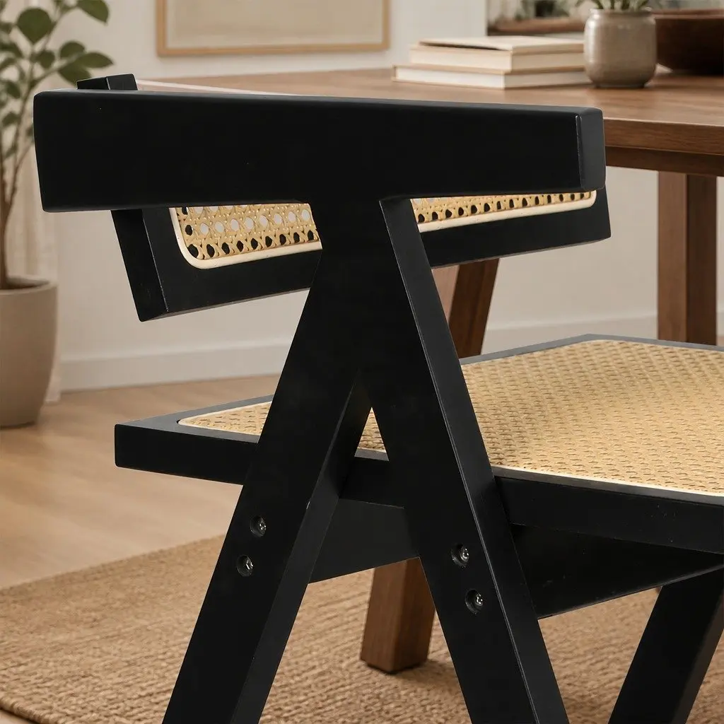 Black Wicker Armchair Dining Chair Set of 8 Lounge Seating with Rattan Backrest