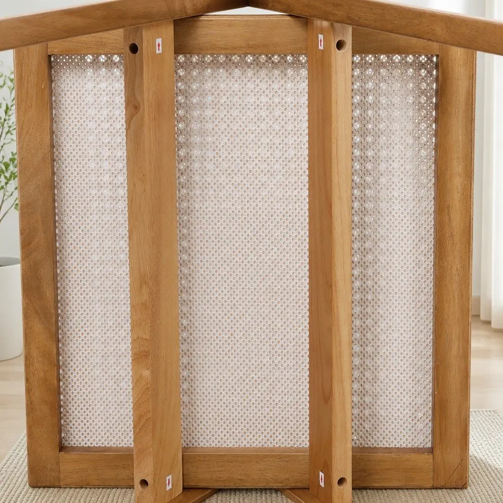 Natural Rubber Wood Dining Chair with Rattan Weave