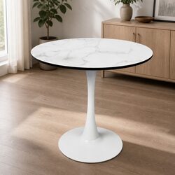 Round White Dining Table for 4 - Indoor/Outdoor