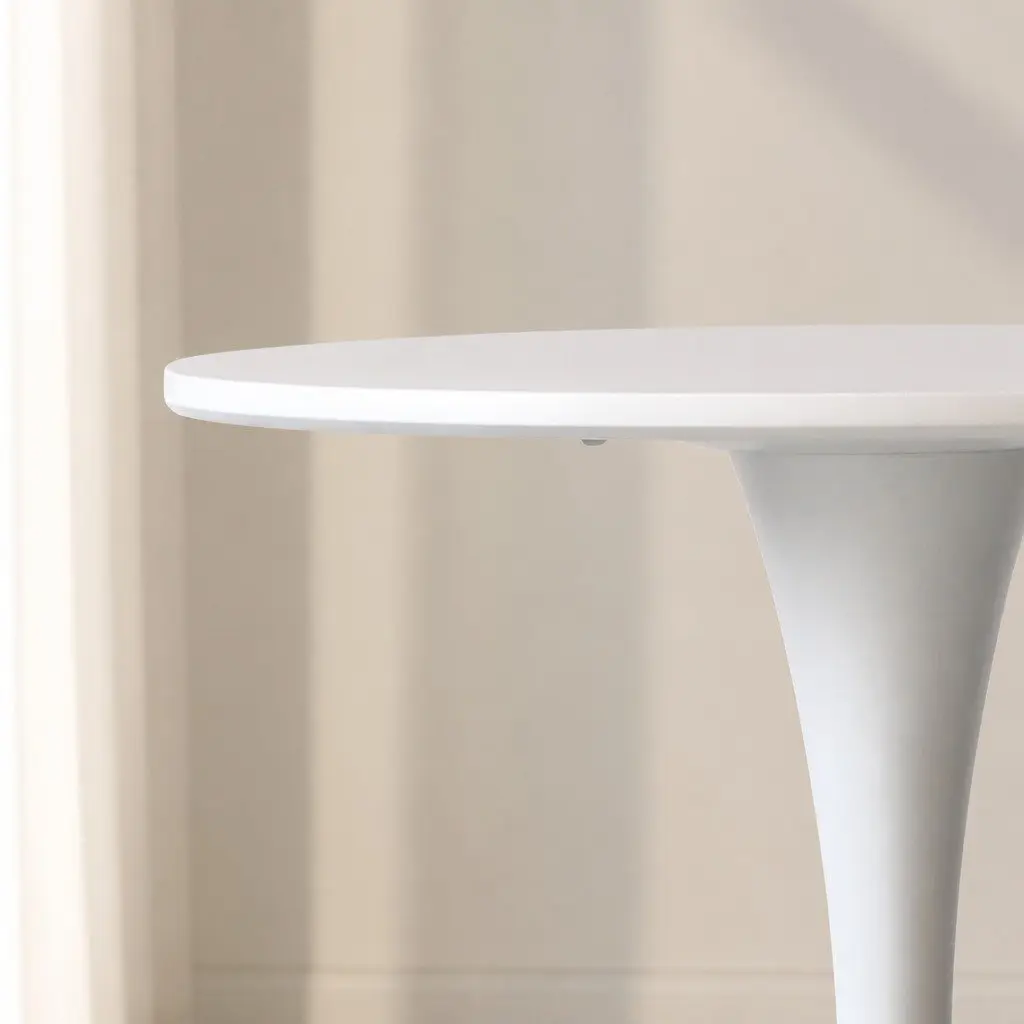 2x Round Bar Table High-Top Pub Tables White Gloss Marble Sturdy Steel Frame