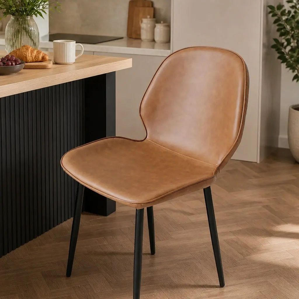 Set of 2 Brown Leathaire Bar Stools for Counter Height