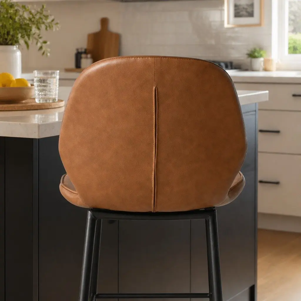 Set of 2 Brown Leathaire Bar Stools for Counter Height