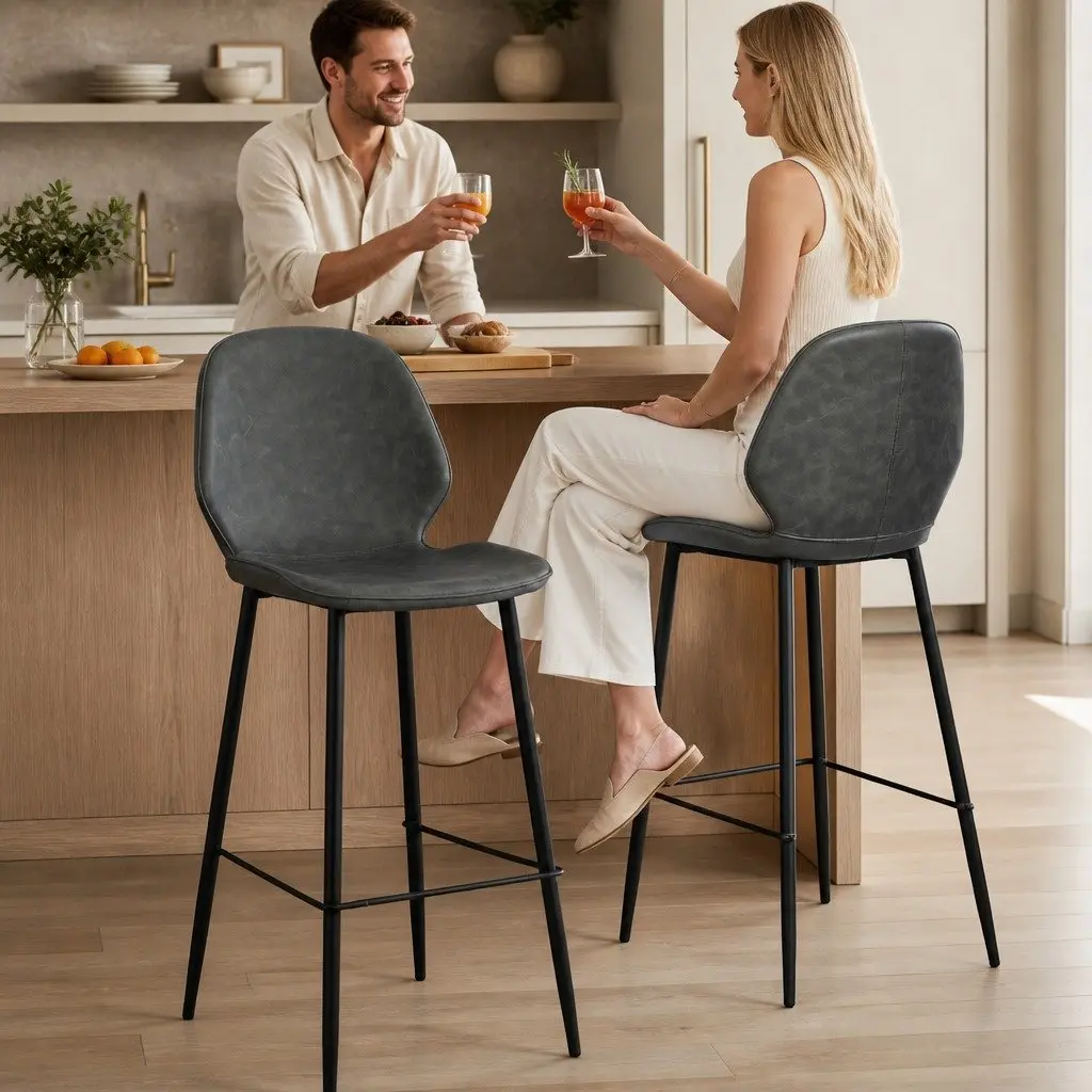 Grey Bar Stools for Kitchen and Dining