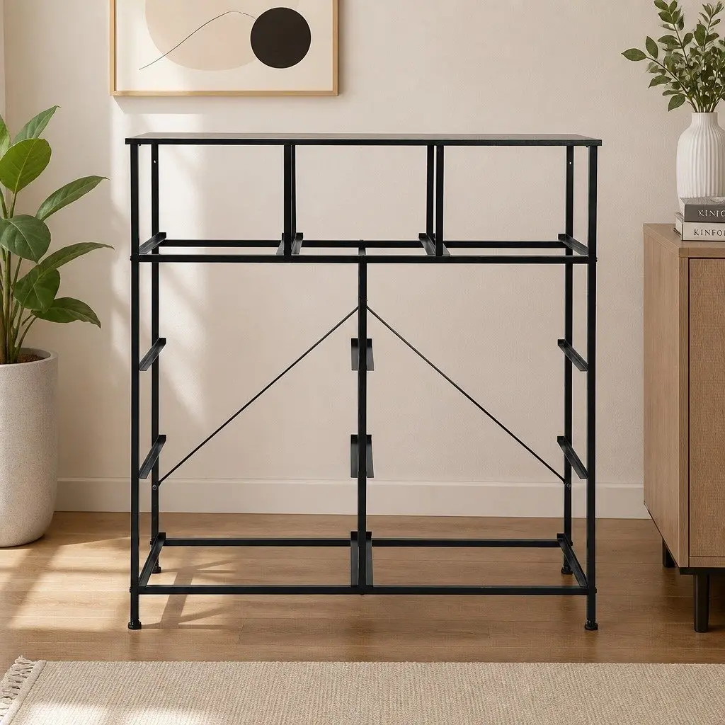 Chest of Drawers Storage Cabinet Grey 9 Drawer Tallboy Dresser MDF Steel