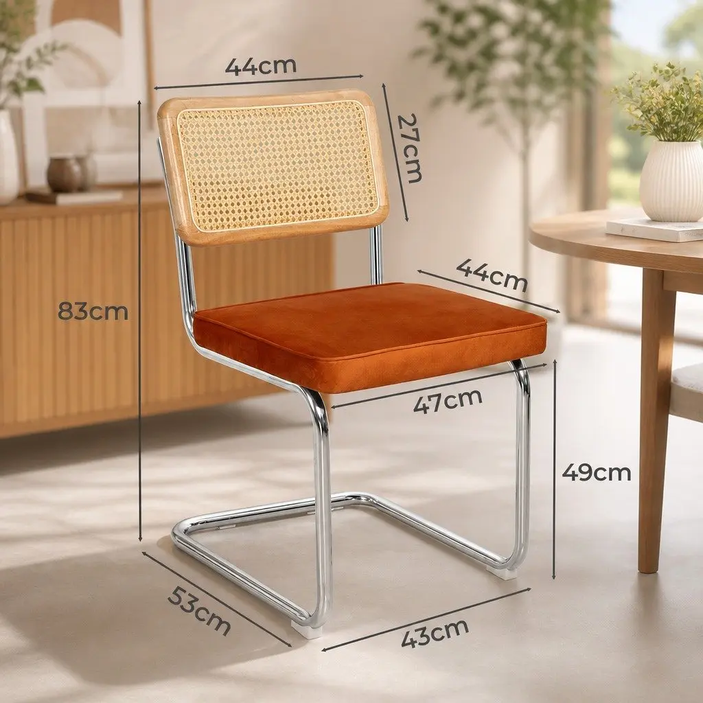 Set of 4 Rattan Dining Chairs with Steel Frame