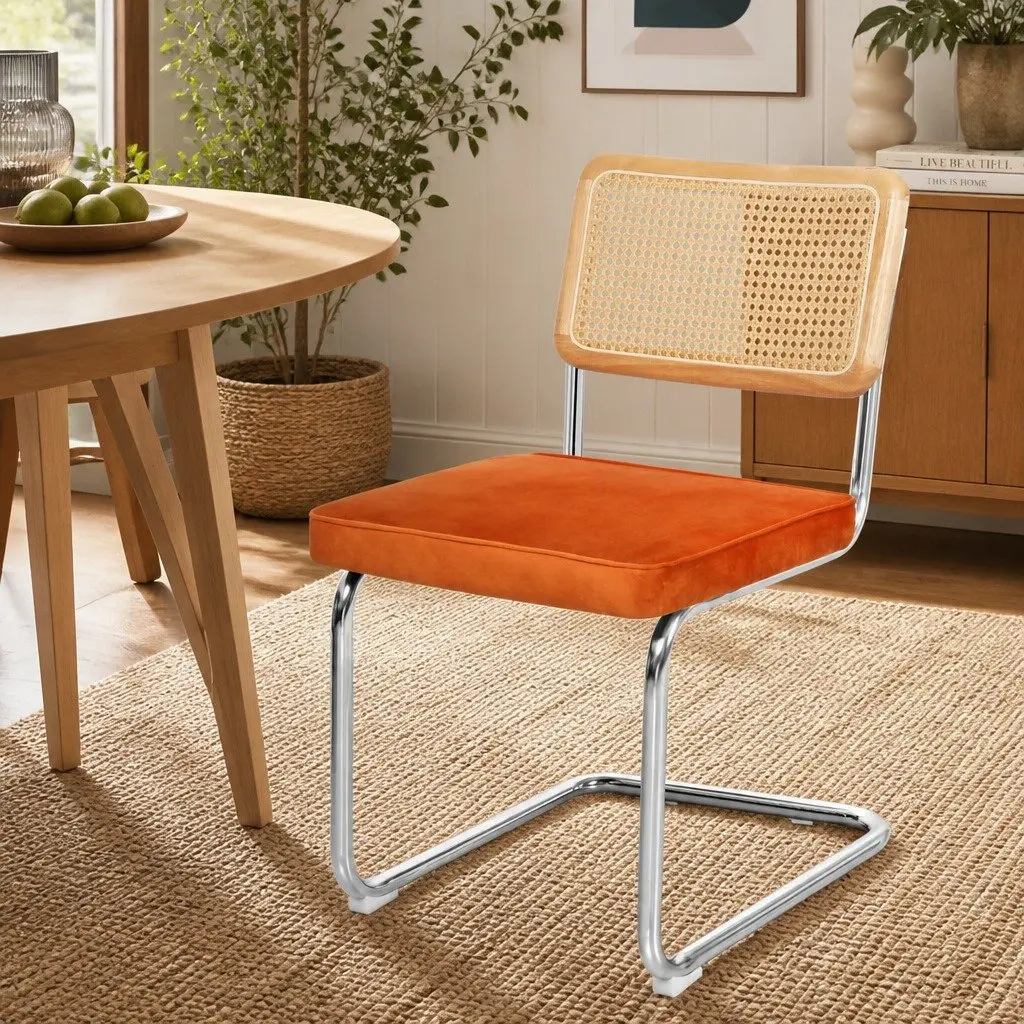 Set of 4 Rattan Dining Chairs with Steel Frame