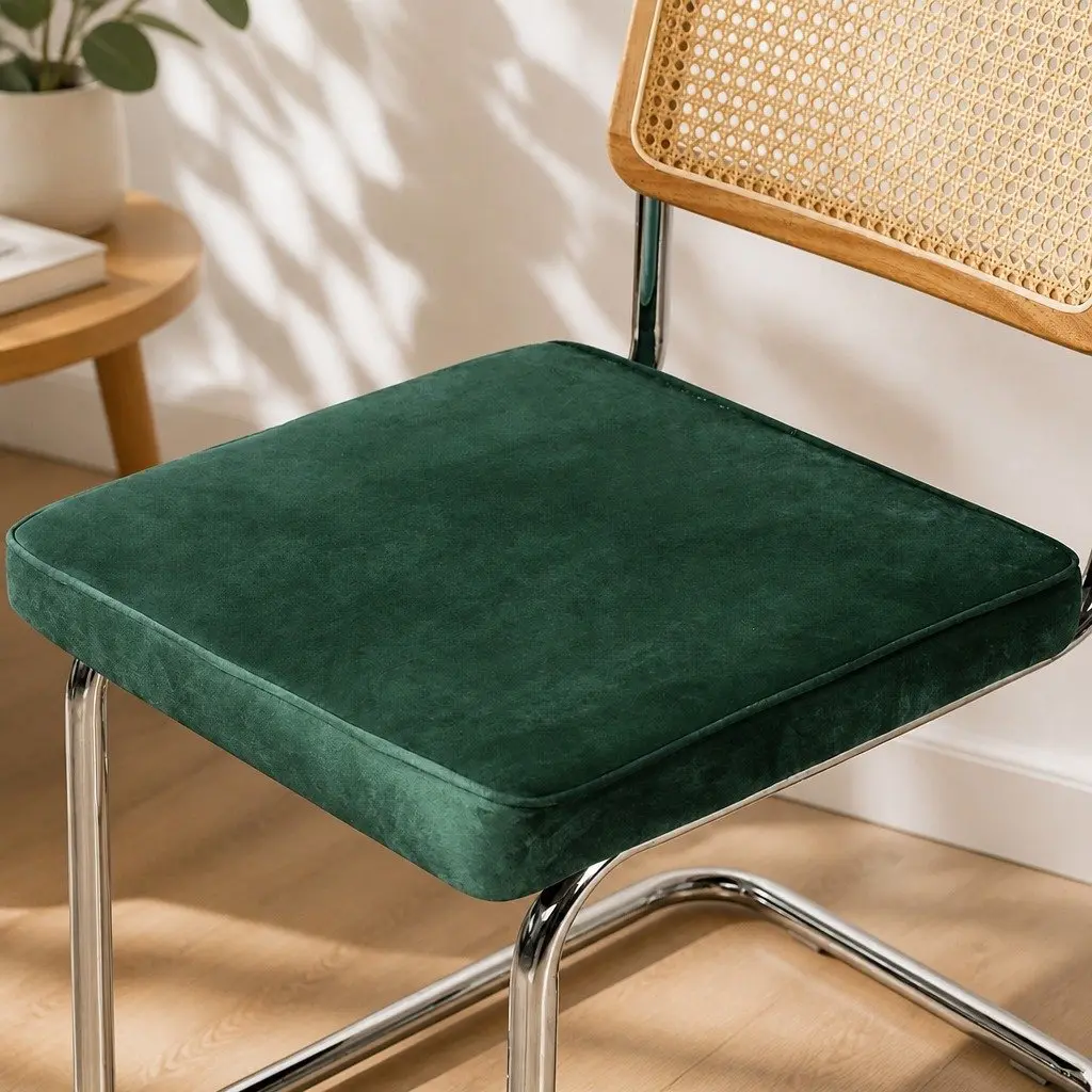 Dining Chairs Set of 2 Rattan Backrest Padded Seat Steel Frame Green Natural
