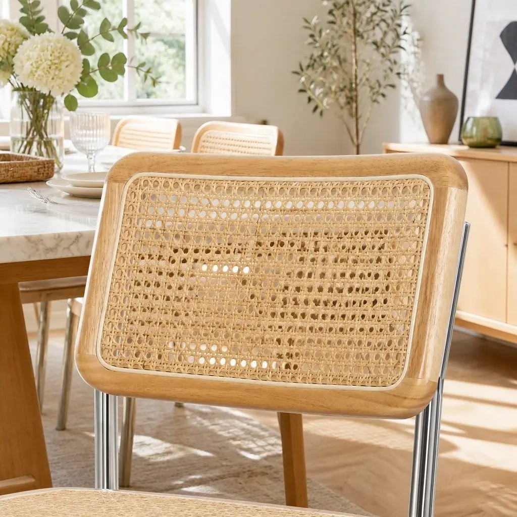Dining Chairs Set of 4 with Woven Rattan