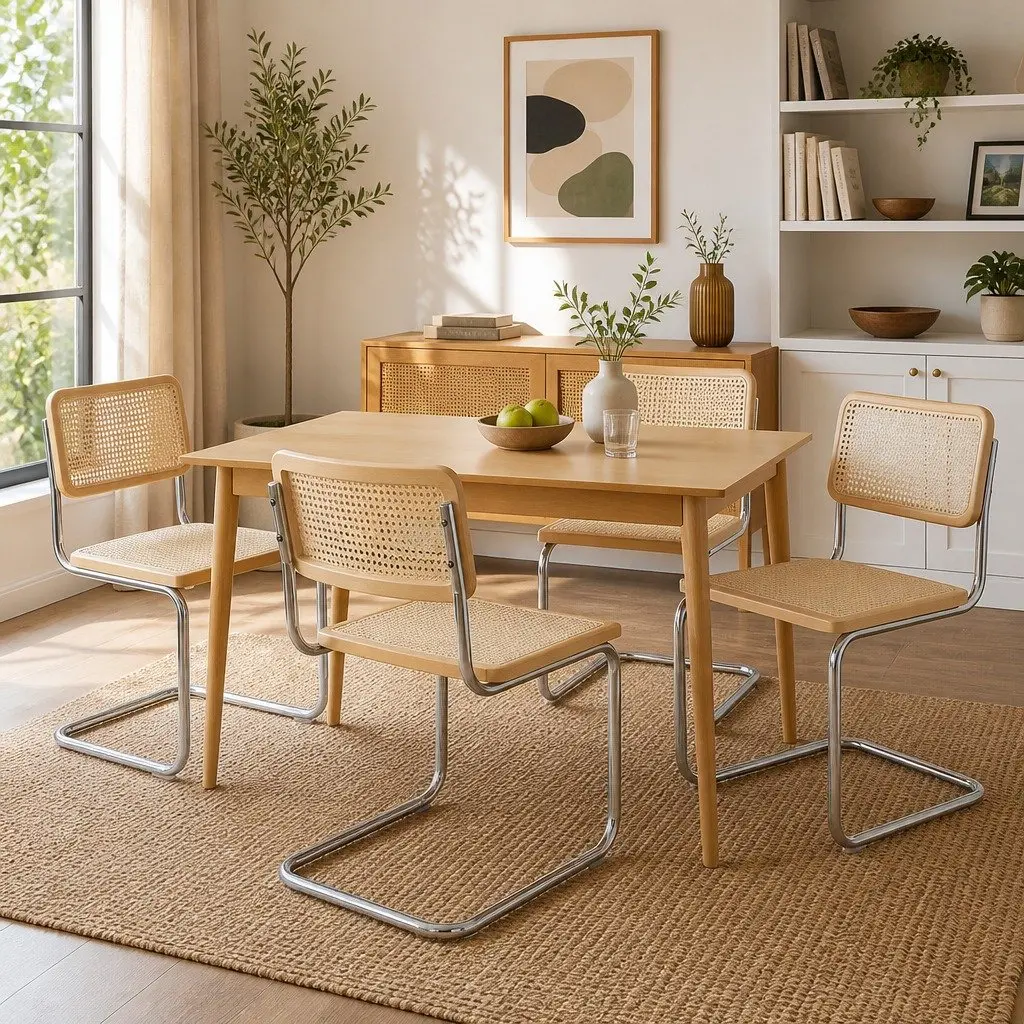 Dining Chairs Set of 4 with Woven Rattan