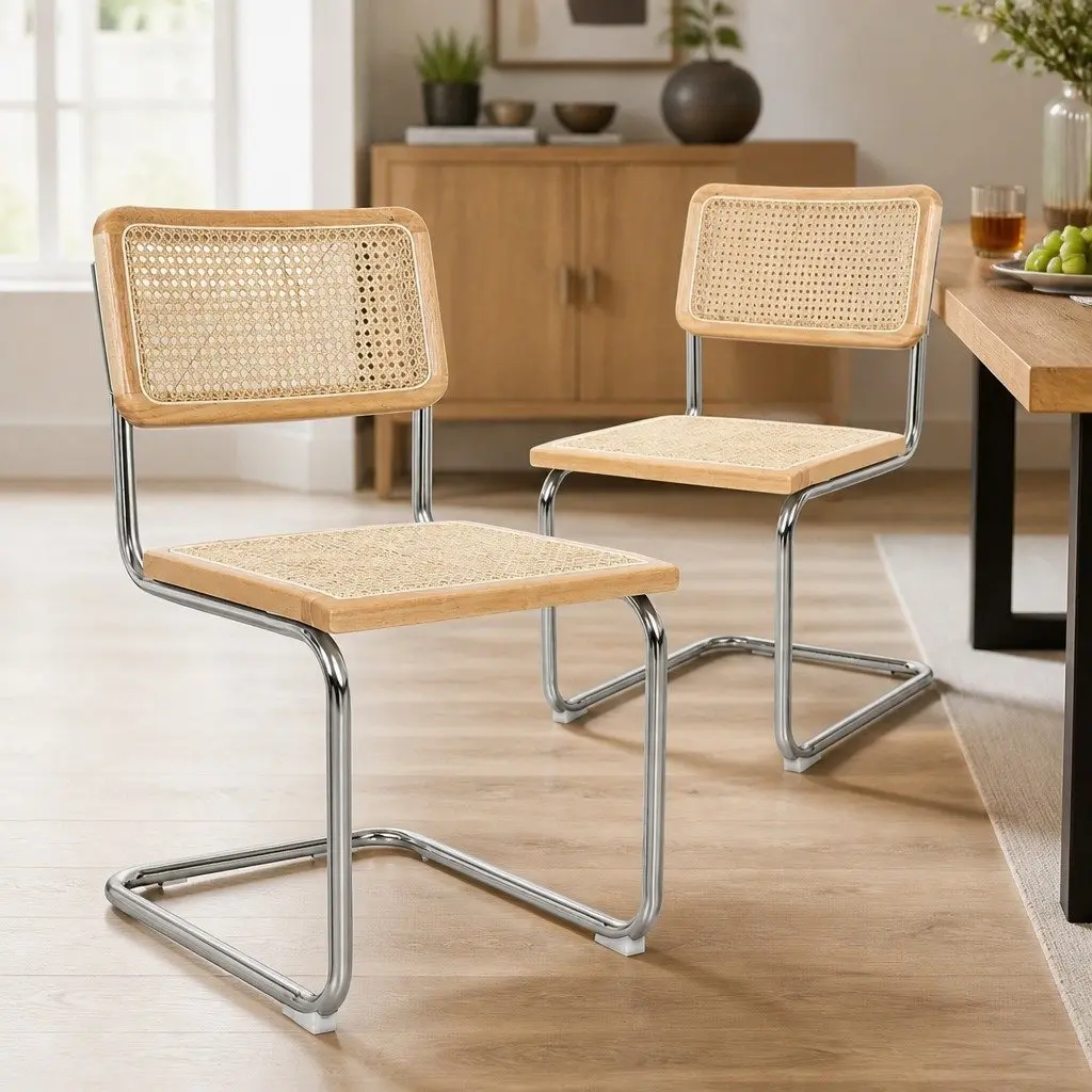 Dining Chairs Set of 2 with Rattan Finish