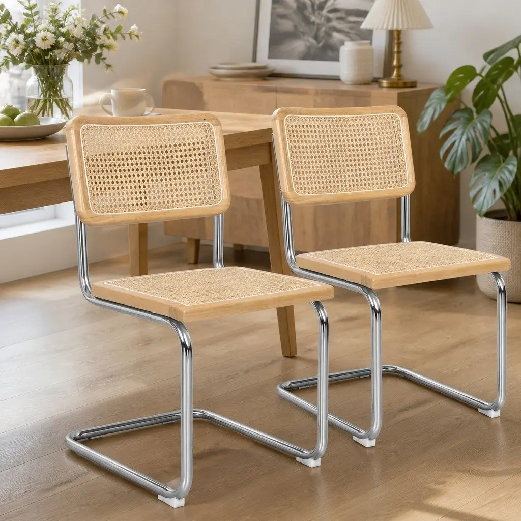 Dining Chairs Set of 2 with Rattan Finish
