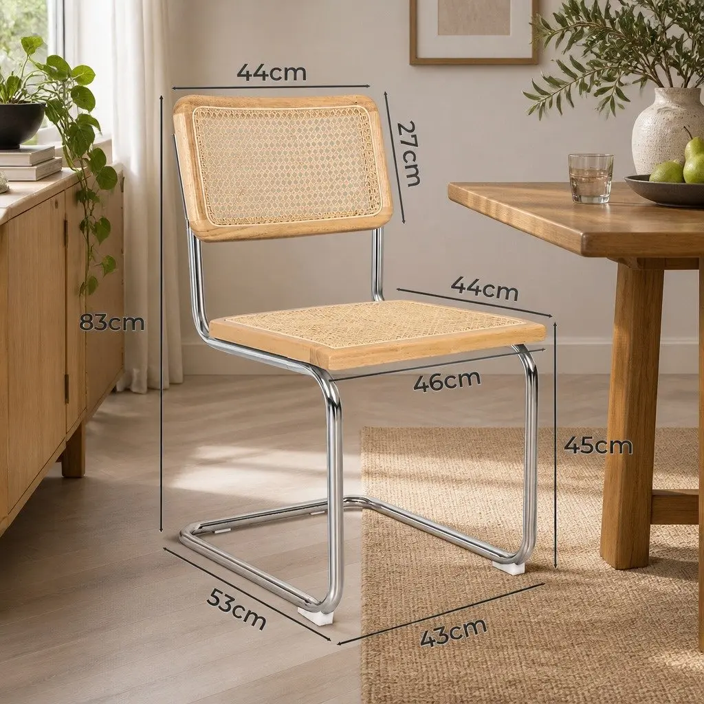 Dining Chairs Set of 2 with Rattan Finish