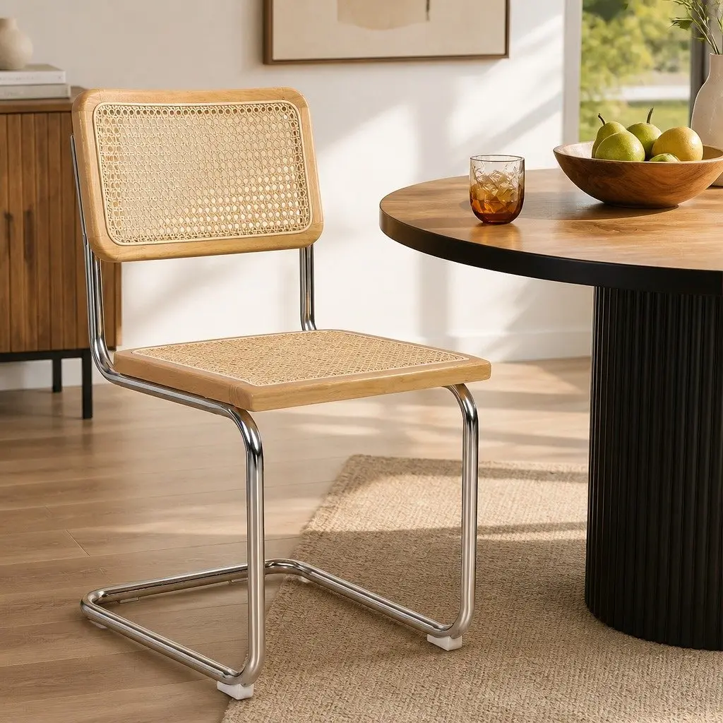 Dining Chairs Set of 2 with Rattan Finish