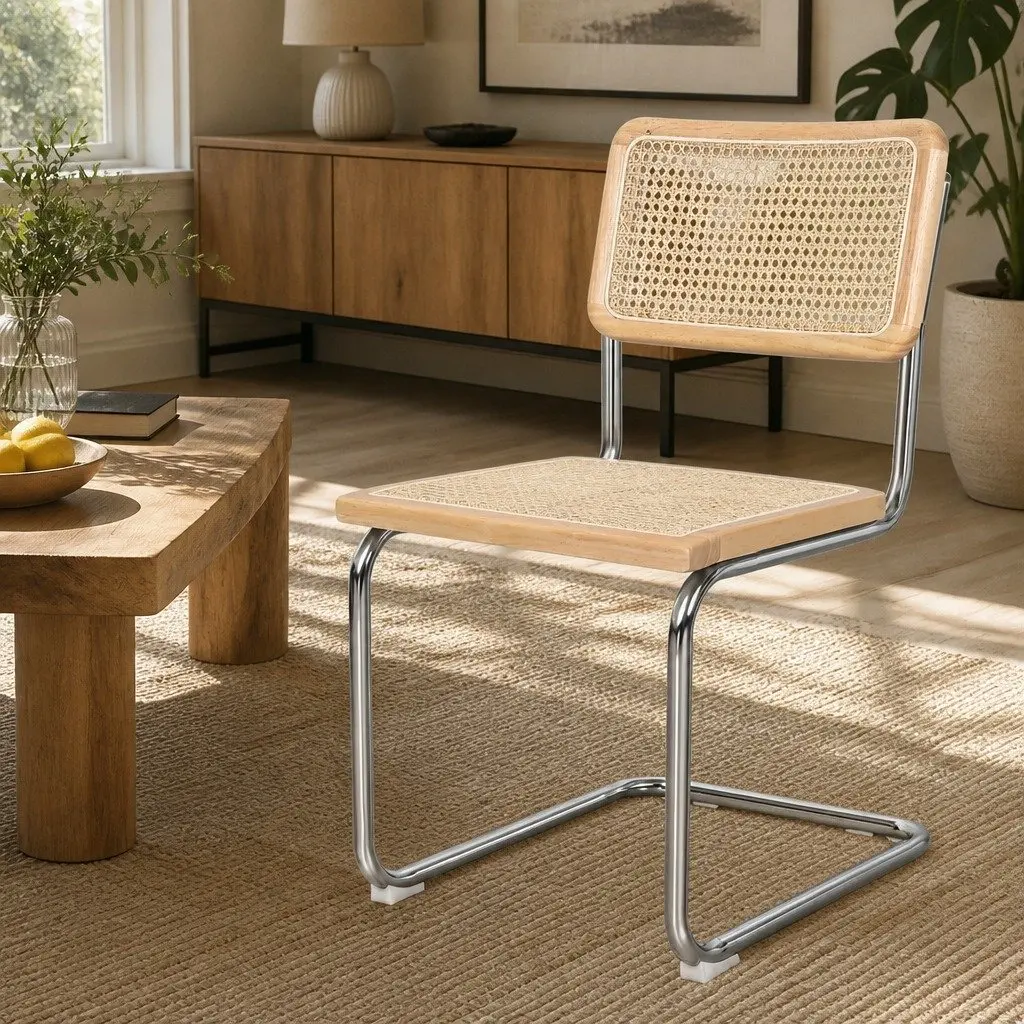 Dining Chairs Set of 2 with Rattan Finish