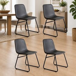 Set of 4 Retro Dining Chairs in Faux Leather