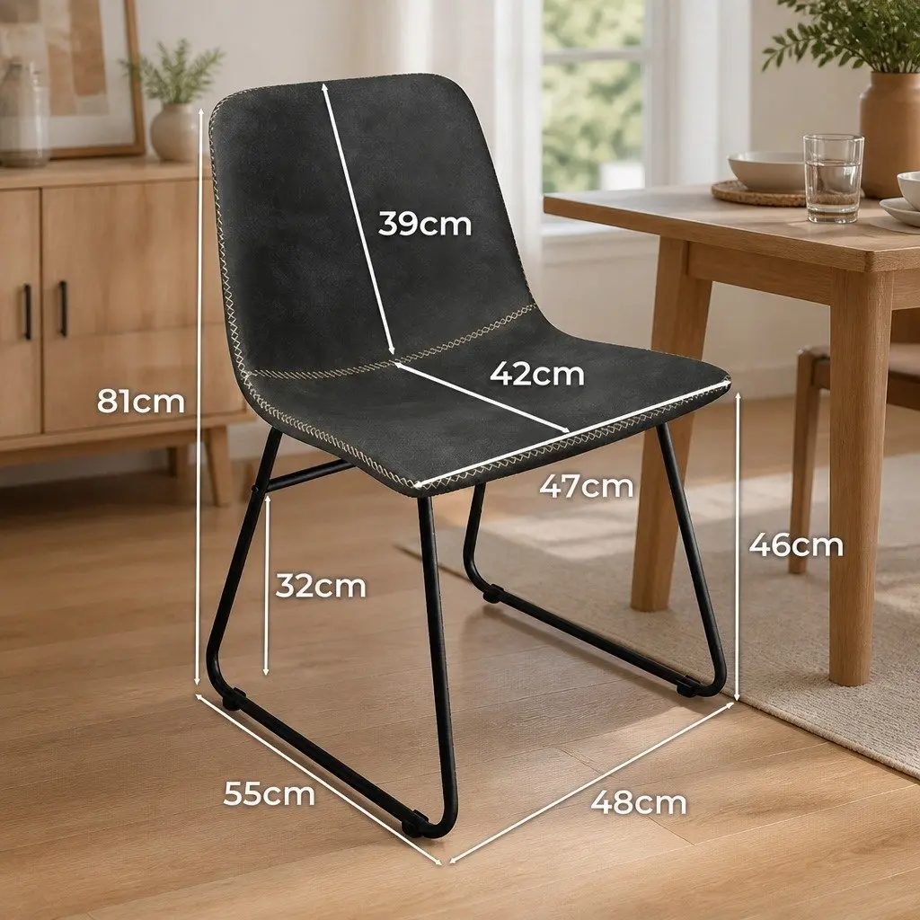 Dining Chairs Retro Kitchen Seat 4 Piece Faux Leather Moulded Ergonomic