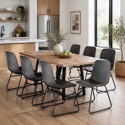 Retro Kitchen Dining Chairs Set of 6 in Black
