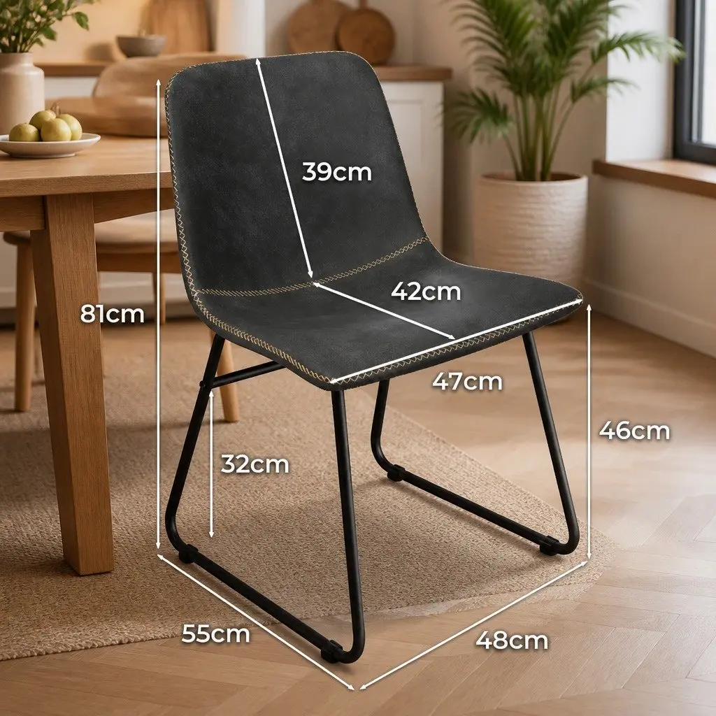 Dining Chairs Retro Kitchen Seat 6 Piece Faux Leather Moulded Ergonomic