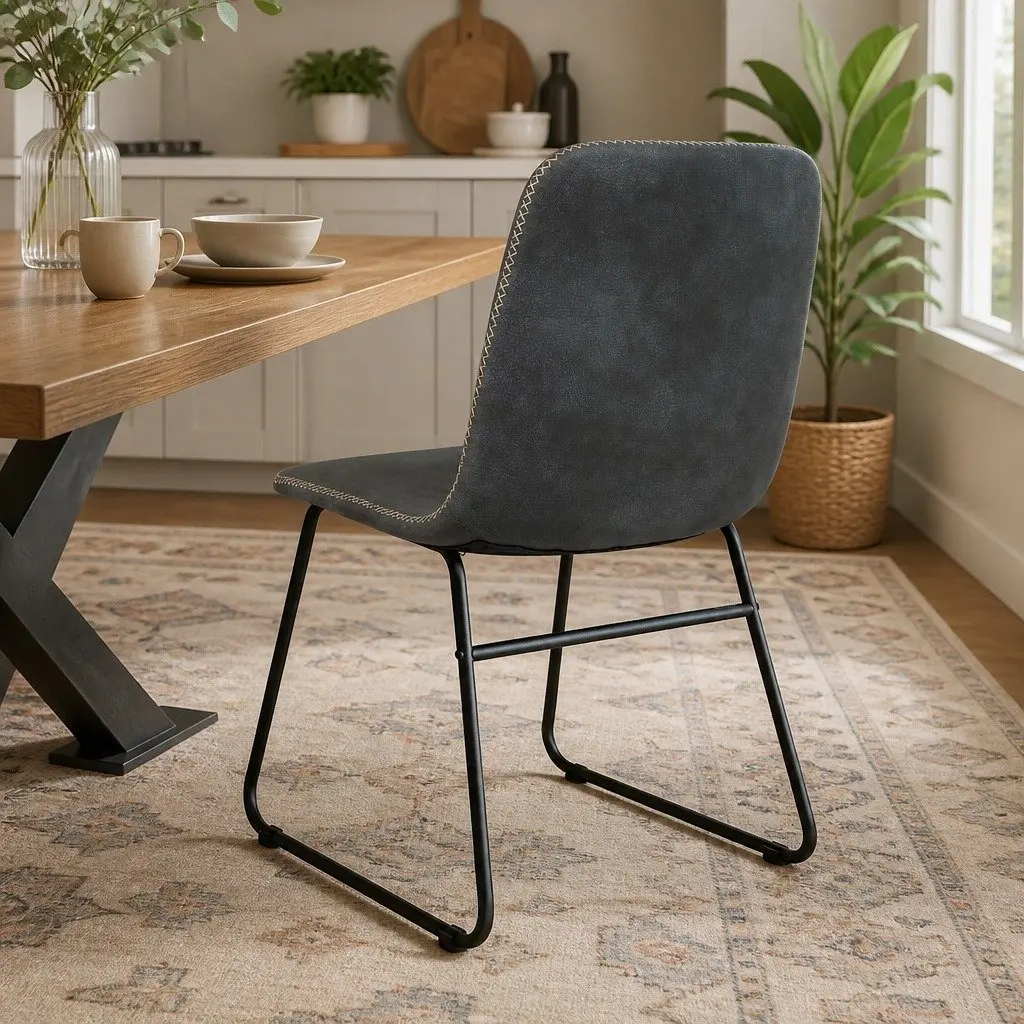 Dining Chairs Retro Kitchen Seat 6 Piece Faux Leather Moulded Ergonomic