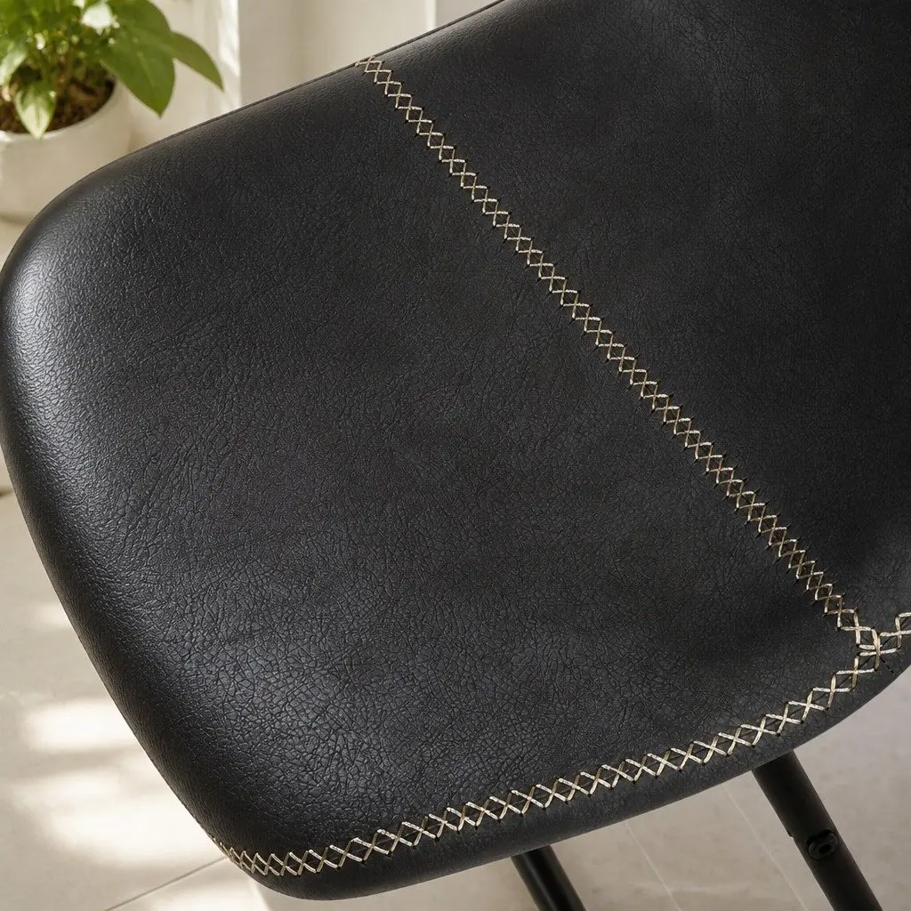 Dining Chairs Retro Kitchen Seat 6 Piece Faux Leather Moulded Ergonomic