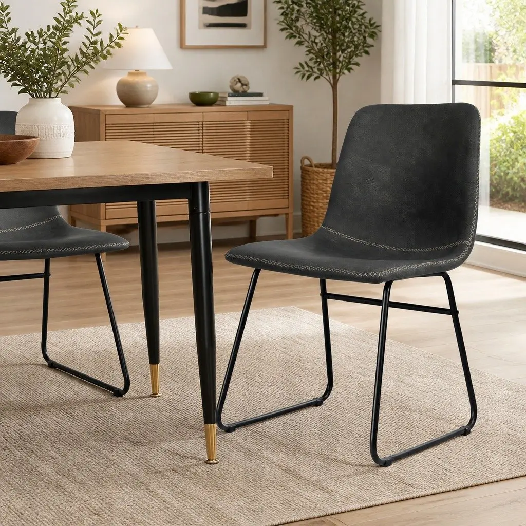 Dining Chairs Retro Kitchen Seat 6 Piece Faux Leather Moulded Ergonomic