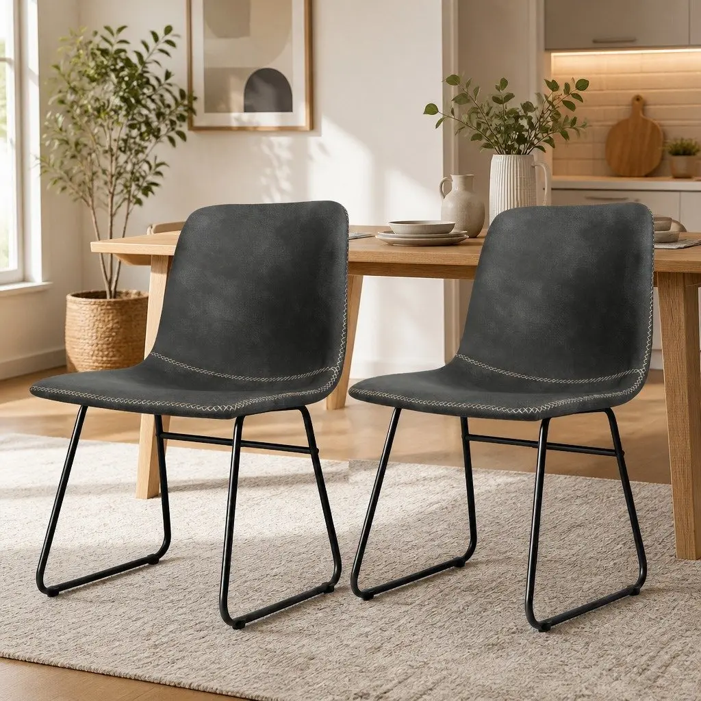 Dining Chairs Retro Kitchen Seat 6 Piece Faux Leather Moulded Ergonomic
