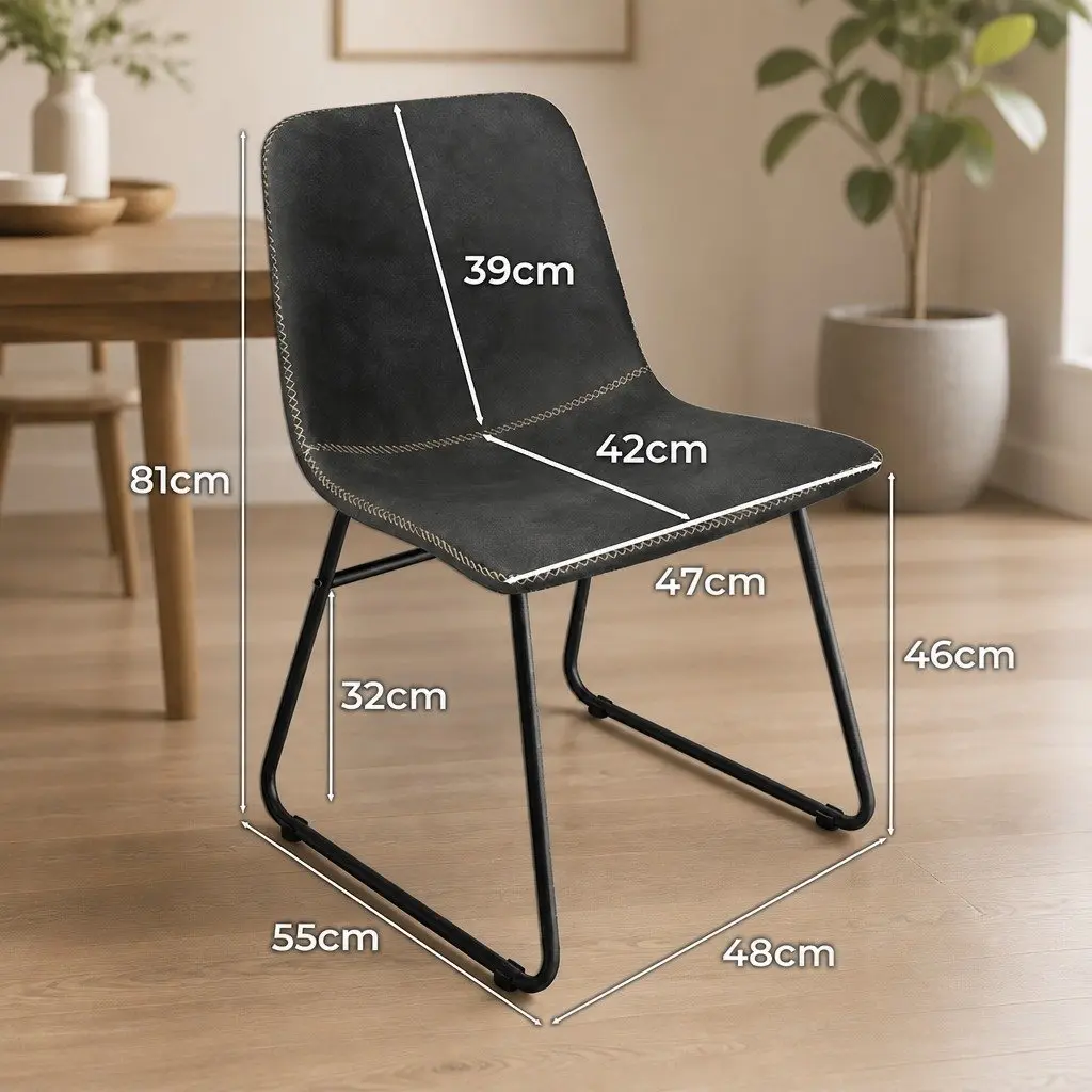 Dining Chairs Retro Style Set of 8 Faux Leather Black