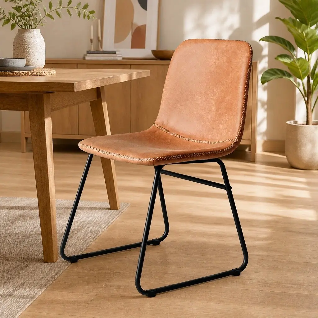 Dining Chair Set of 4 Kitchen Chairs with Padded Seat Back Steel Legs
