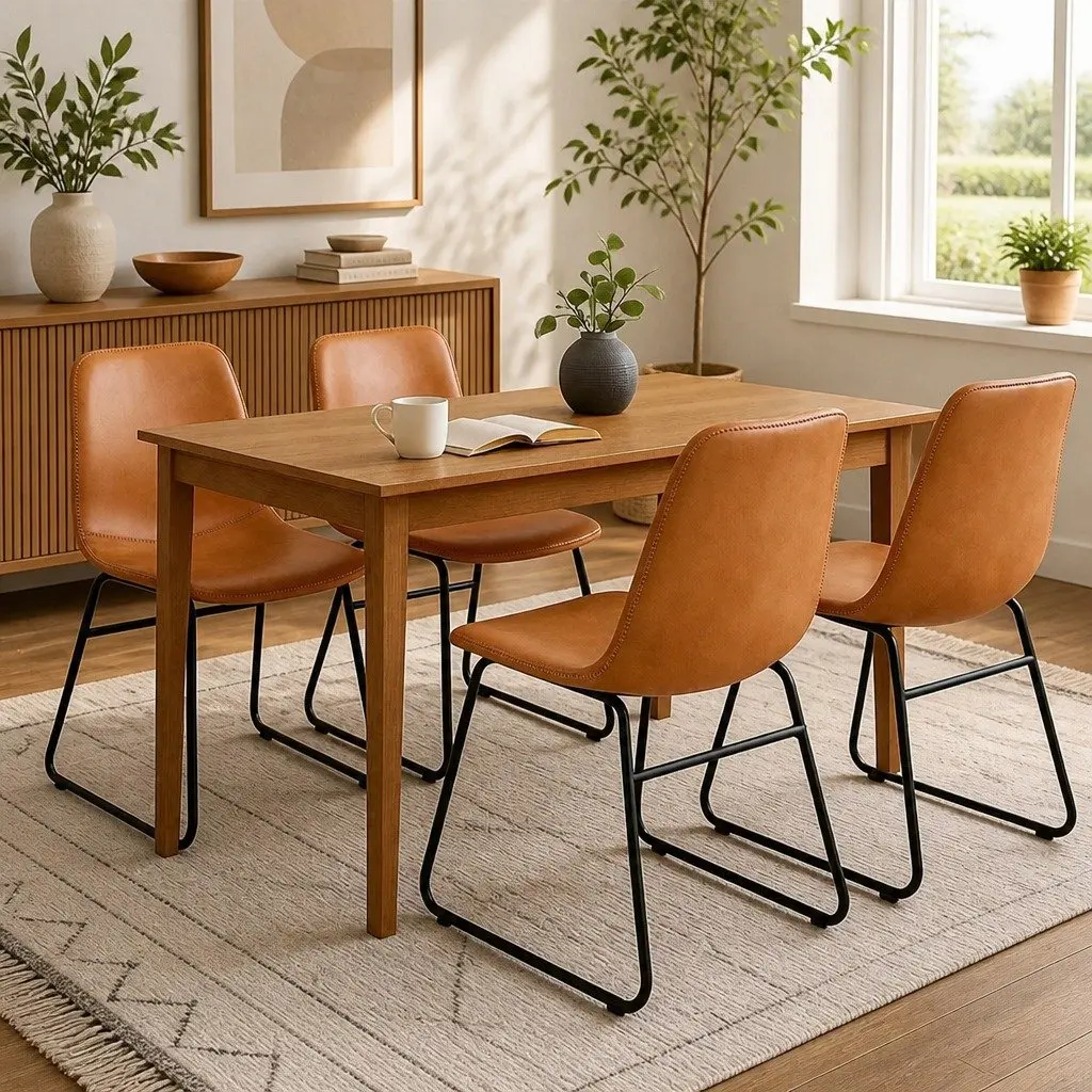 Dining Chair Set of 4 Kitchen Chairs with Padded Seat Back Steel Legs