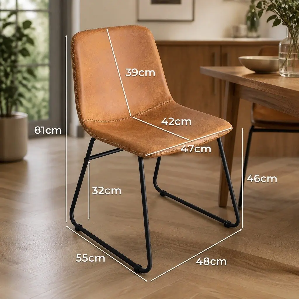 Dining Chairs Set of 6 Kitchen Seating PU Leather Upholstered Ergonomic Design