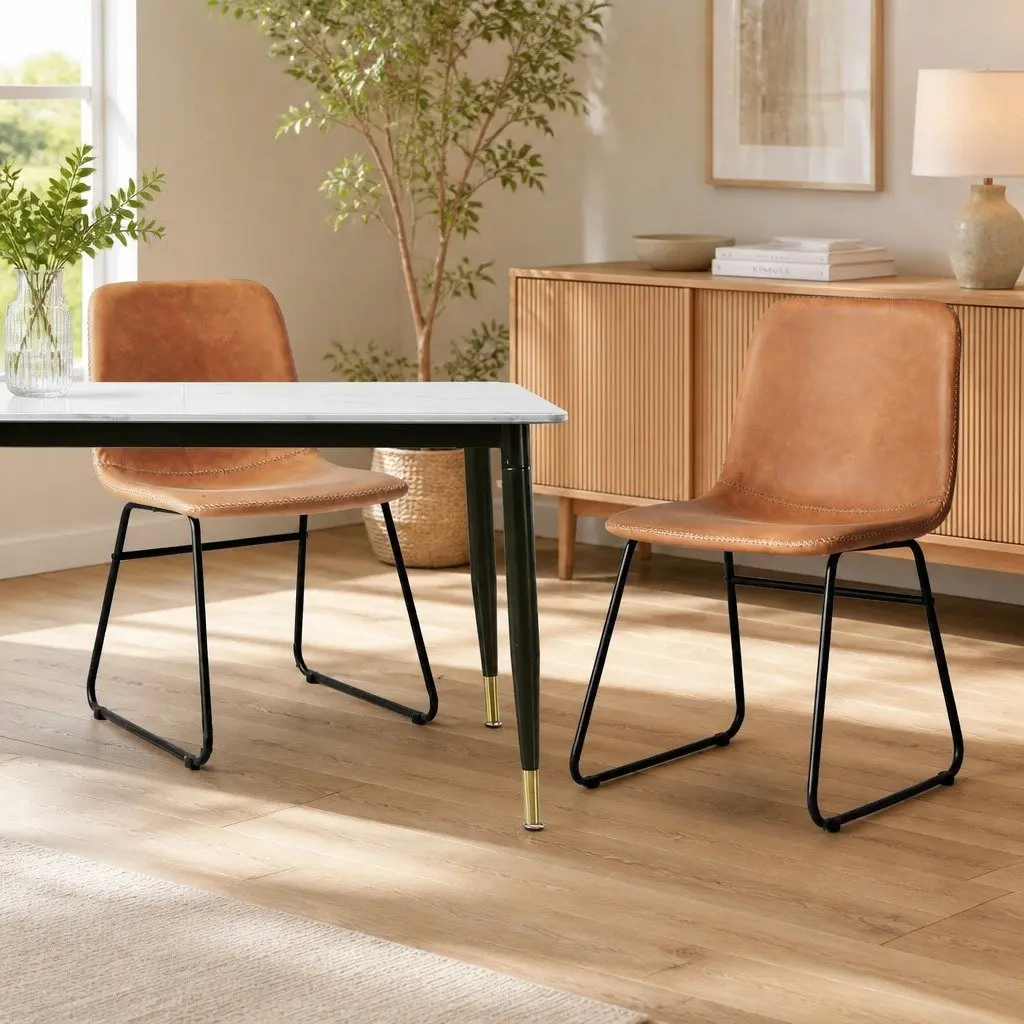 Dining Chairs Set of 6 Kitchen Seating PU Leather Upholstered Ergonomic Design