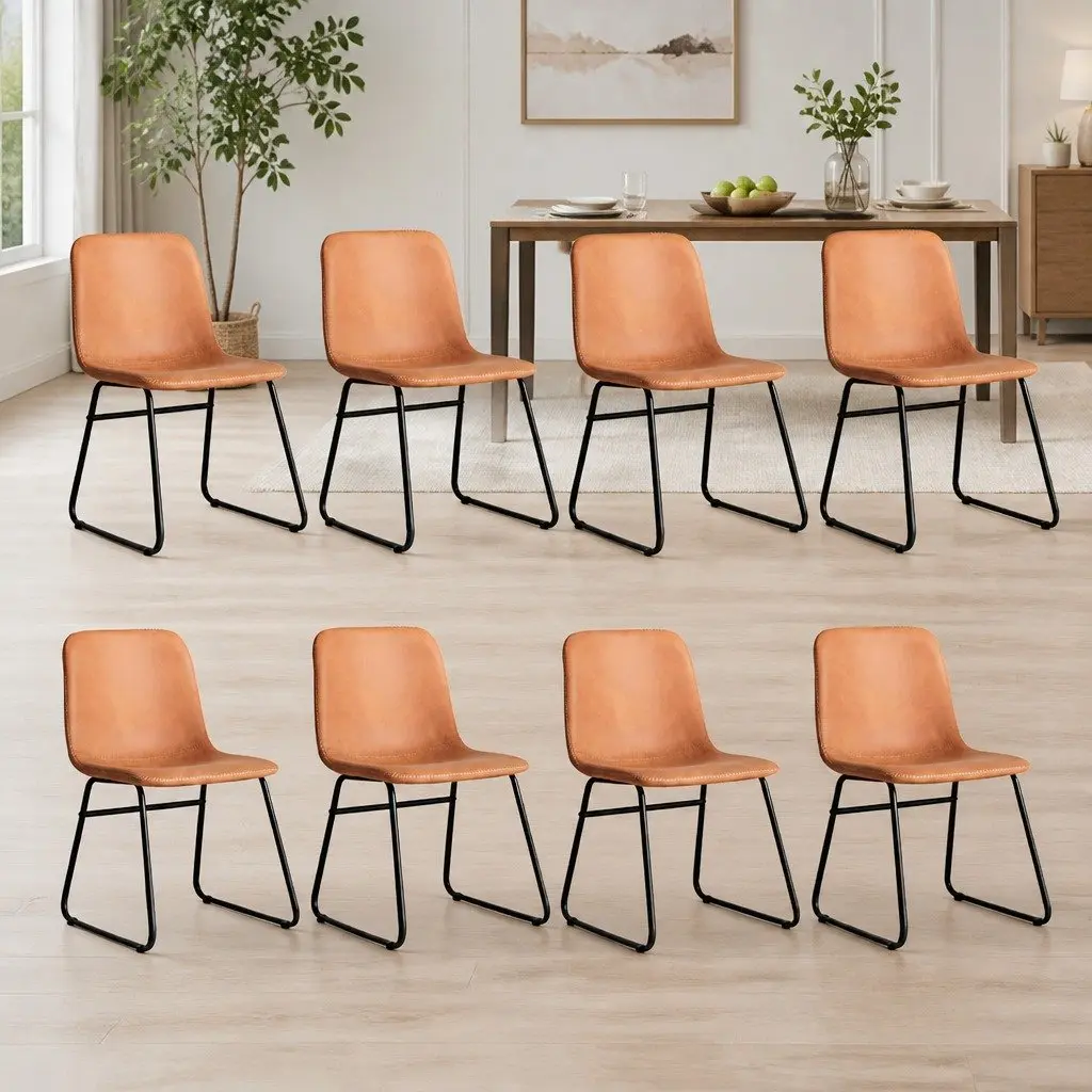 Dining Chairs Set of 8 Kitchen Seating PU Leather Upholstered Padded Ergonomic