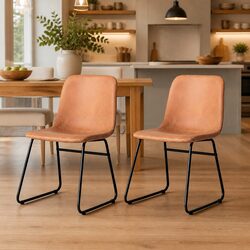 Set of 2 Retro Dining Chairs with Sleigh Legs