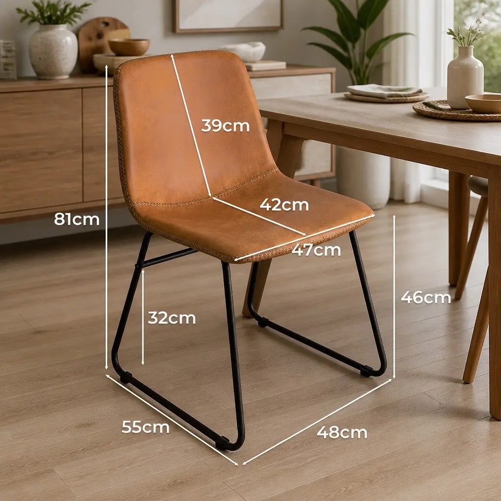 Set of 2 Retro Dining Chairs with Sleigh Legs