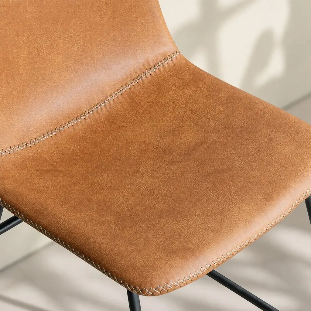 Set of 2 Retro Dining Chairs with Sleigh Legs