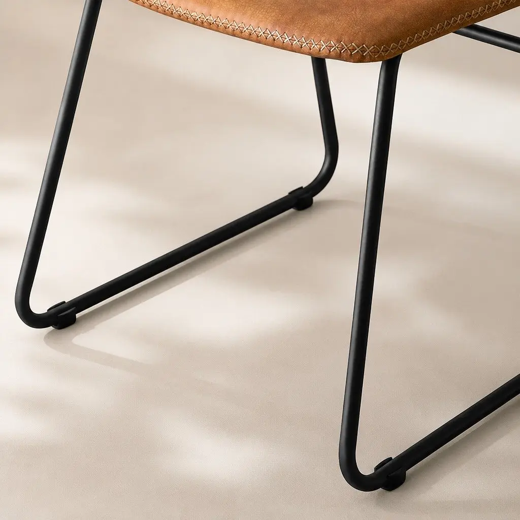Set of 2 Retro Dining Chairs with Sleigh Legs