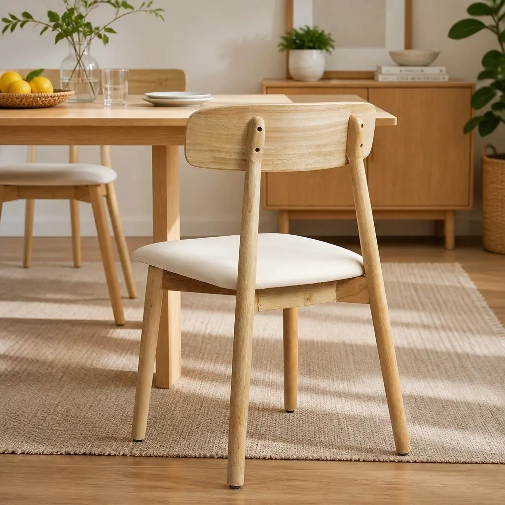 Dining Chairs Set of 8 Kitchen Seat Rubberwood PU Leather Ergonomic Curved
