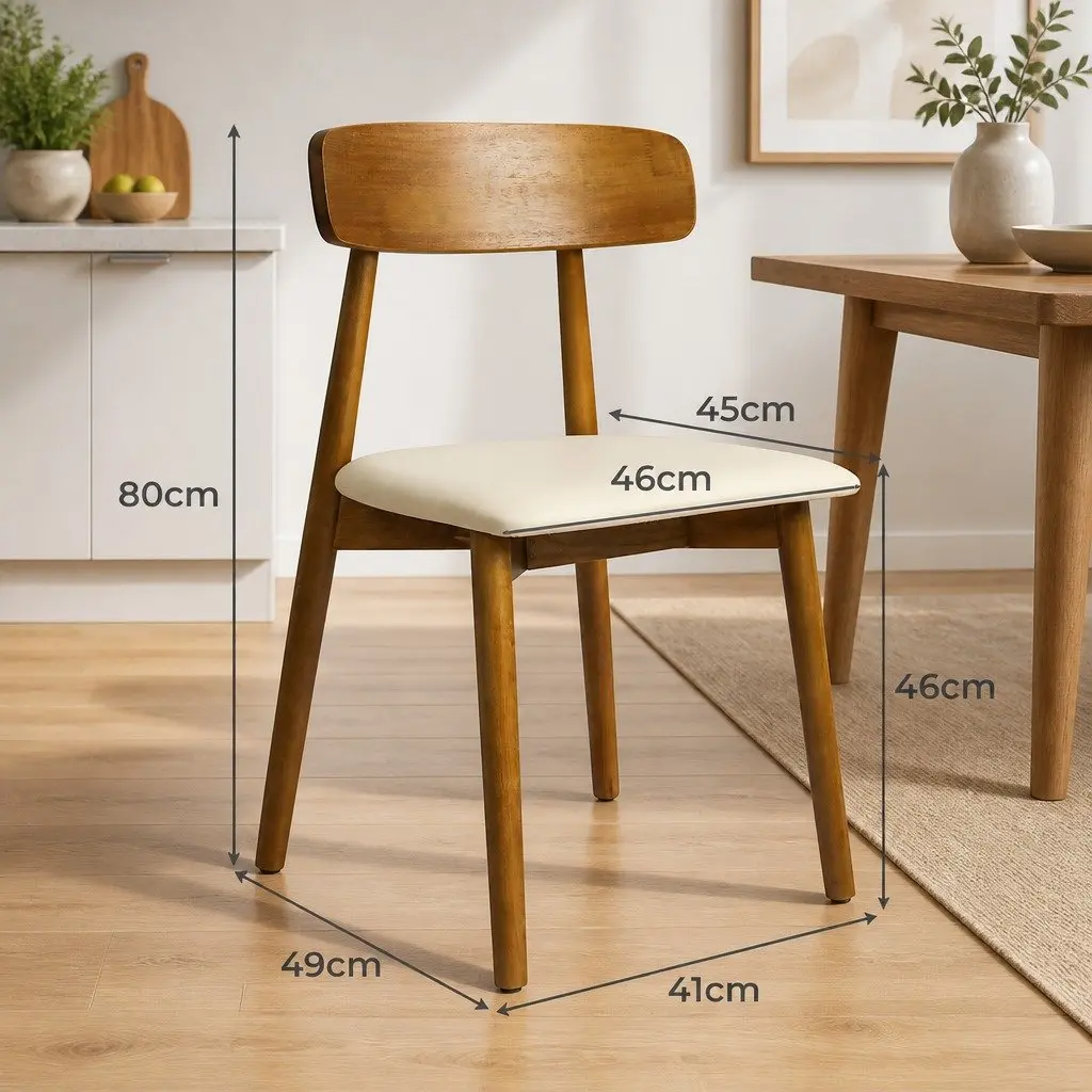 Dining Chairs Walnut Wooden Ergonomic Curved Backrest 2 Piece