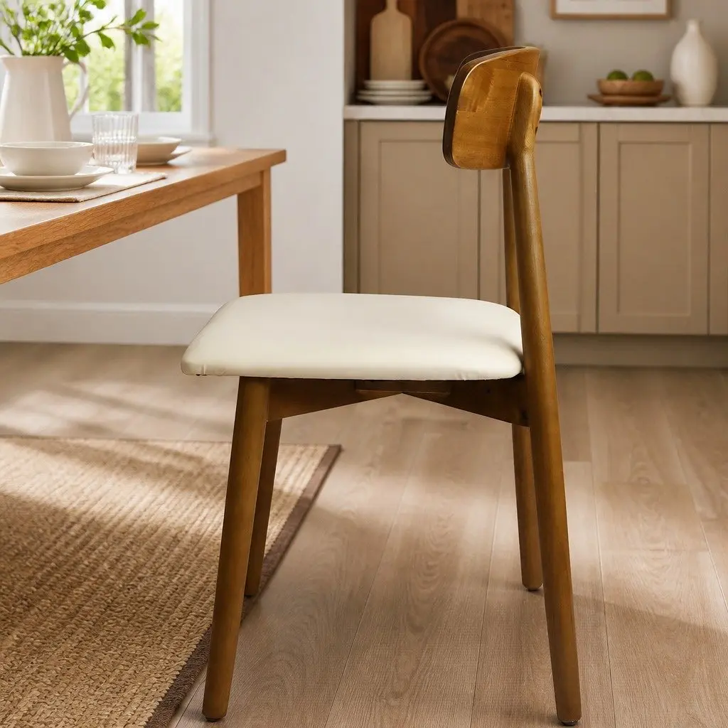 Dining Chairs Walnut Wooden Ergonomic Curved Backrest 2 Piece
