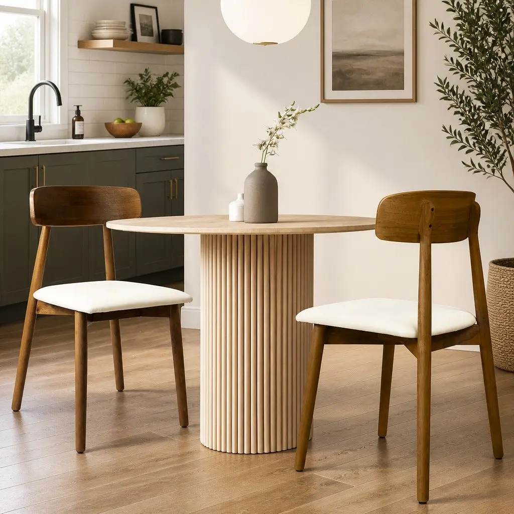 Dining Chairs Walnut Wooden Ergonomic Curved Backrest 2 Piece