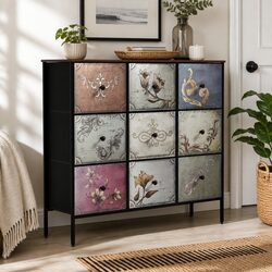 Vintage Industrial 9 Drawer Chest for Bedroom Storage