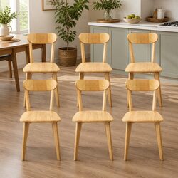 Durable Set of 6 Rubberwood Dining Chairs for Everyday Use