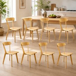 Durable Set of 8 Wooden Dining Chairs with Stability