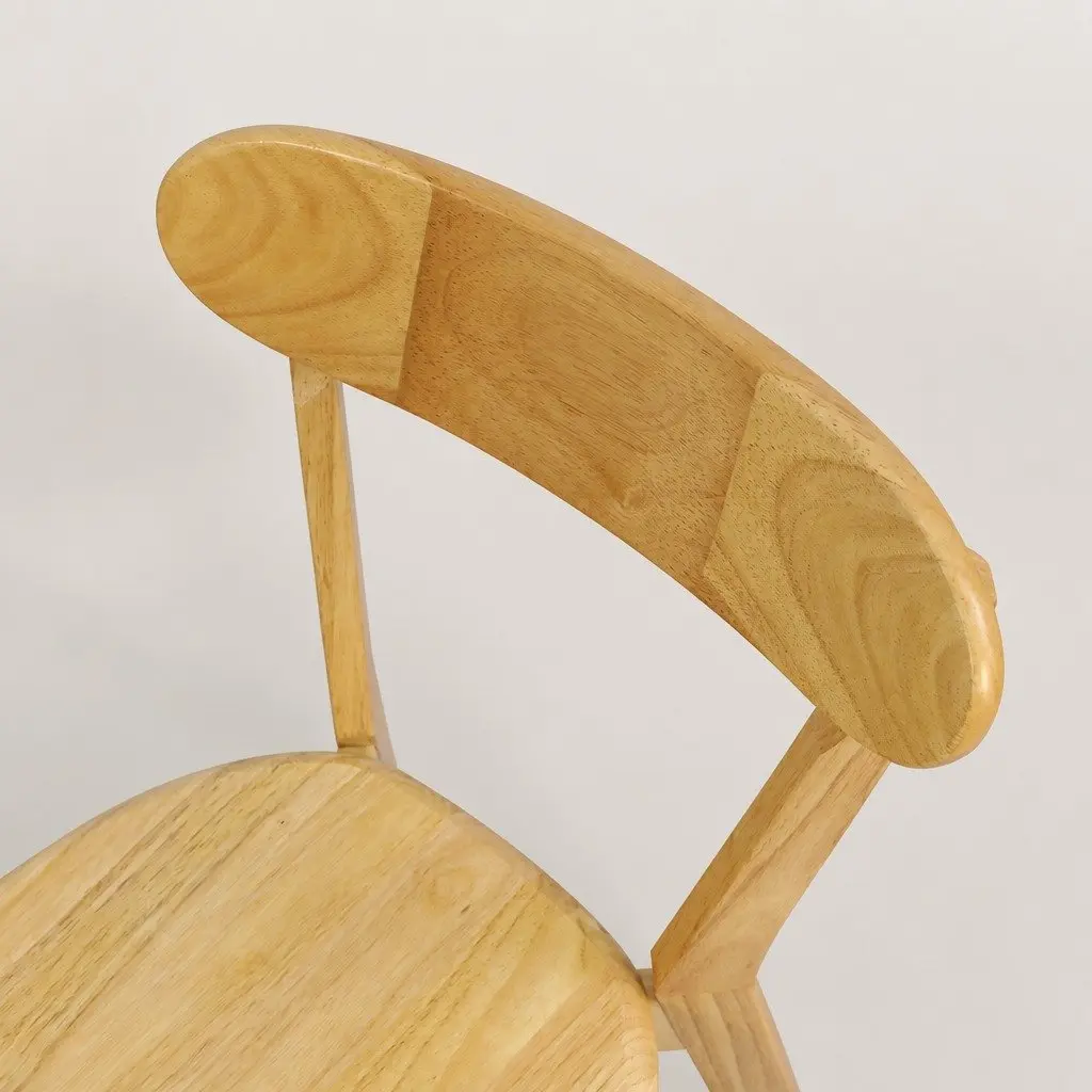 Dining Chairs Wooden Set of 2 Kitchen Seat Ergonomic Curved Backrest Natural