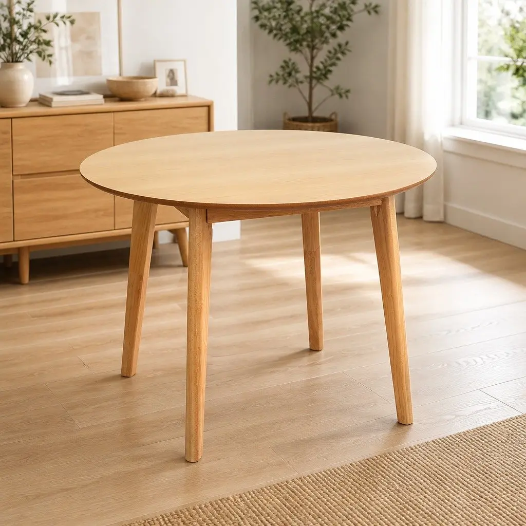 Round Dining Table 100cm Rubberwood Frame