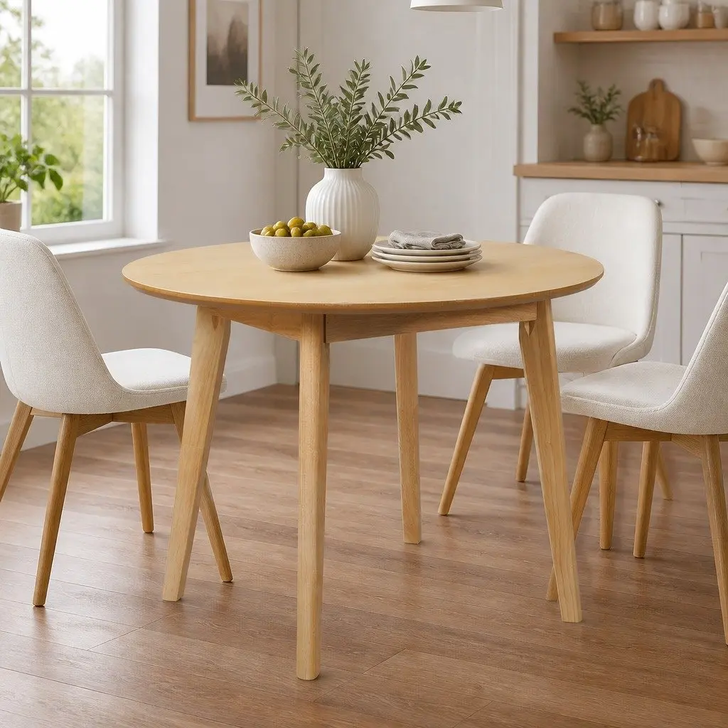 Round Dining Table 100cm Rubberwood Frame