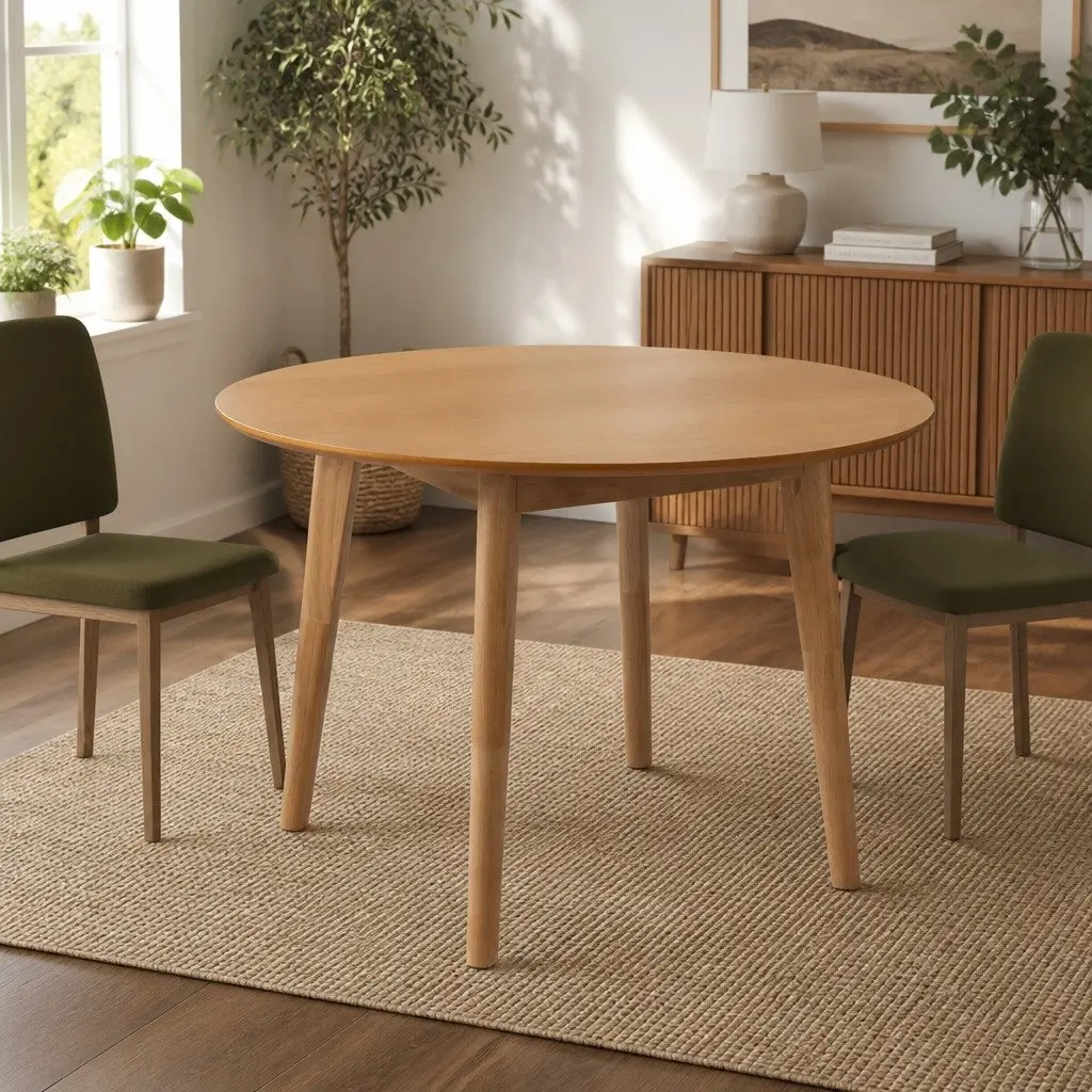 Round Dining Table 100cm Rubberwood Frame