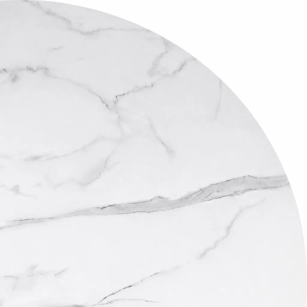 White Round Dining Table 100cm with Rubberwood Base