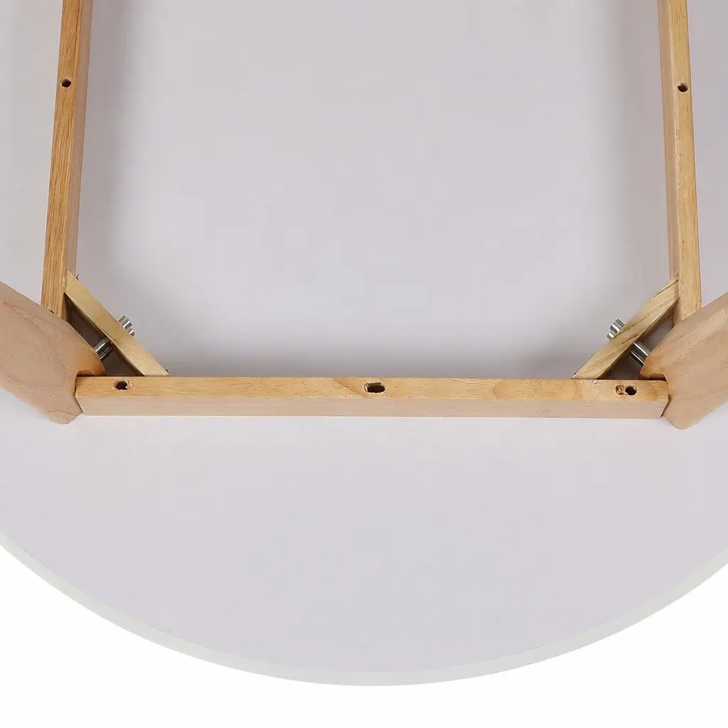 White Round Dining Table 100cm with Rubberwood Base