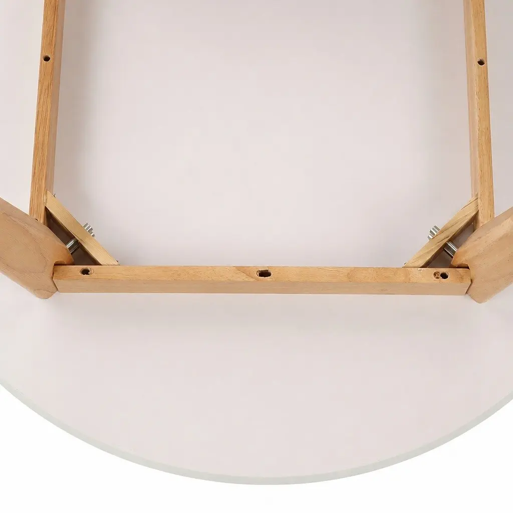 Round Dining Table 120cm White Rubberwood Base Home Kitchen Furniture Easy